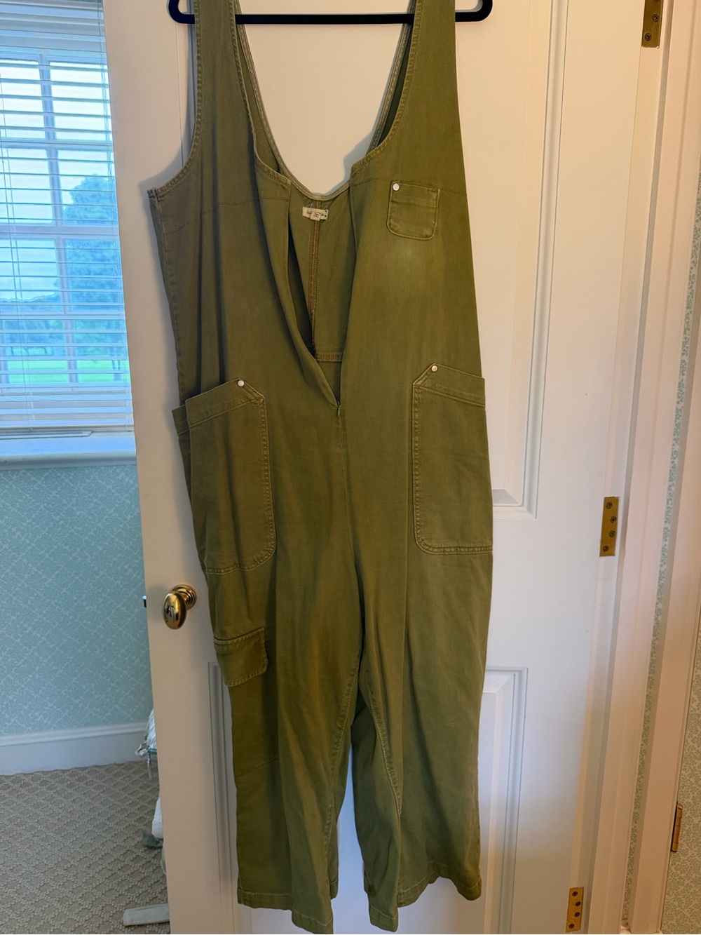 Pilcro Olive Utility Wide-Leg Romper